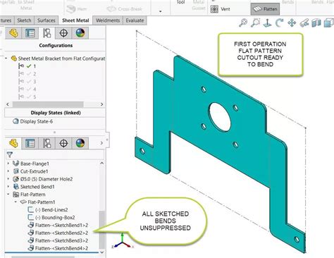 solidworks sheet metal drawing flat pattern|solidworks sheet metal sketched bend.